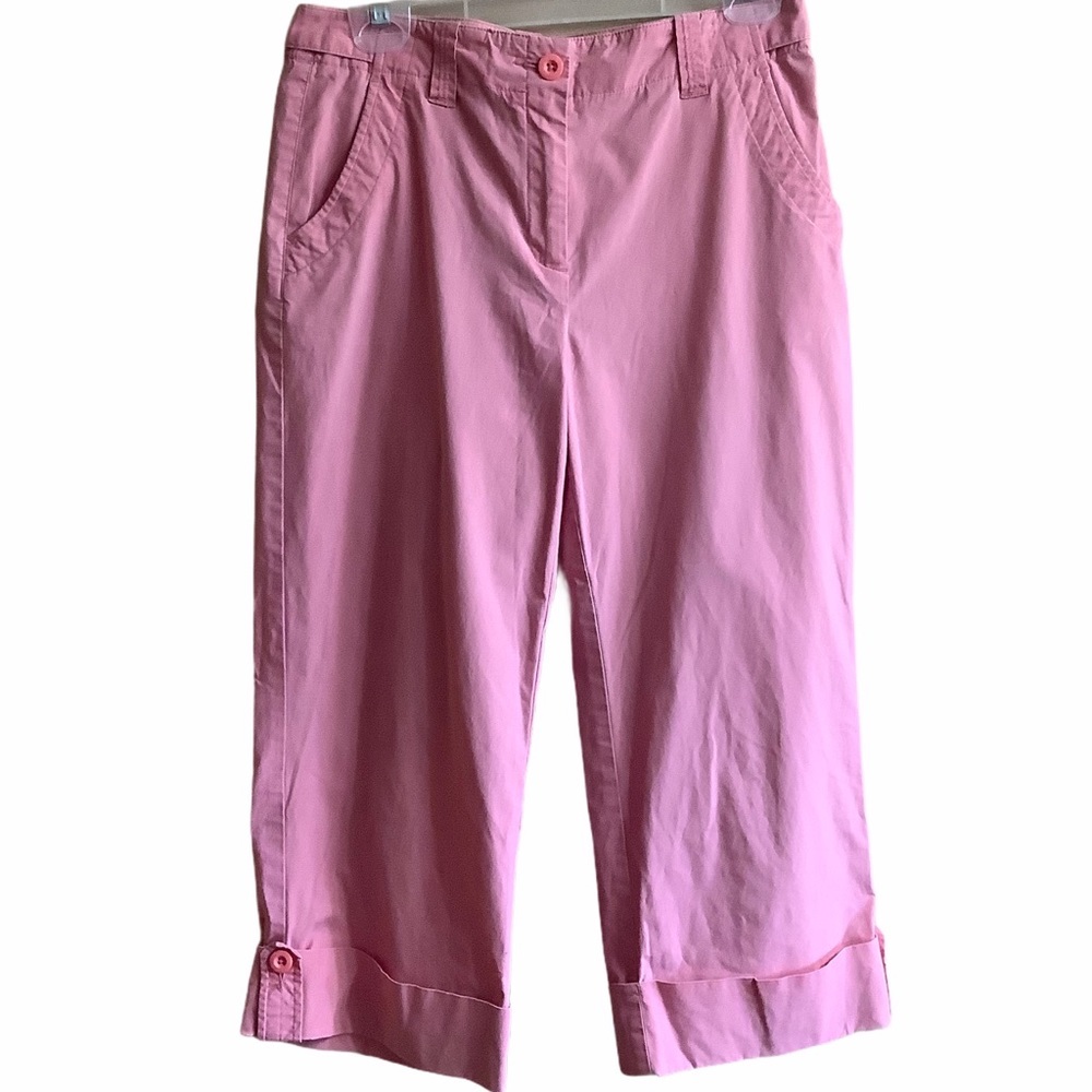 Talbots capris pants pink Sz 4 Stretch cuffed hem